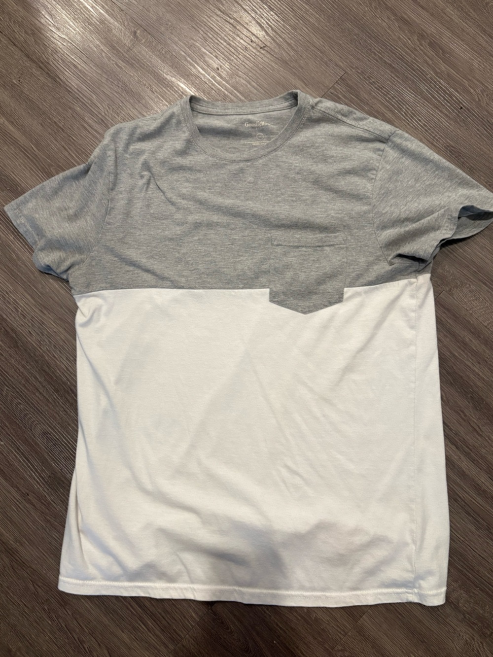 Goodfellow & Co Gray & White Colorblock Pocket Tee Shirt Mens M